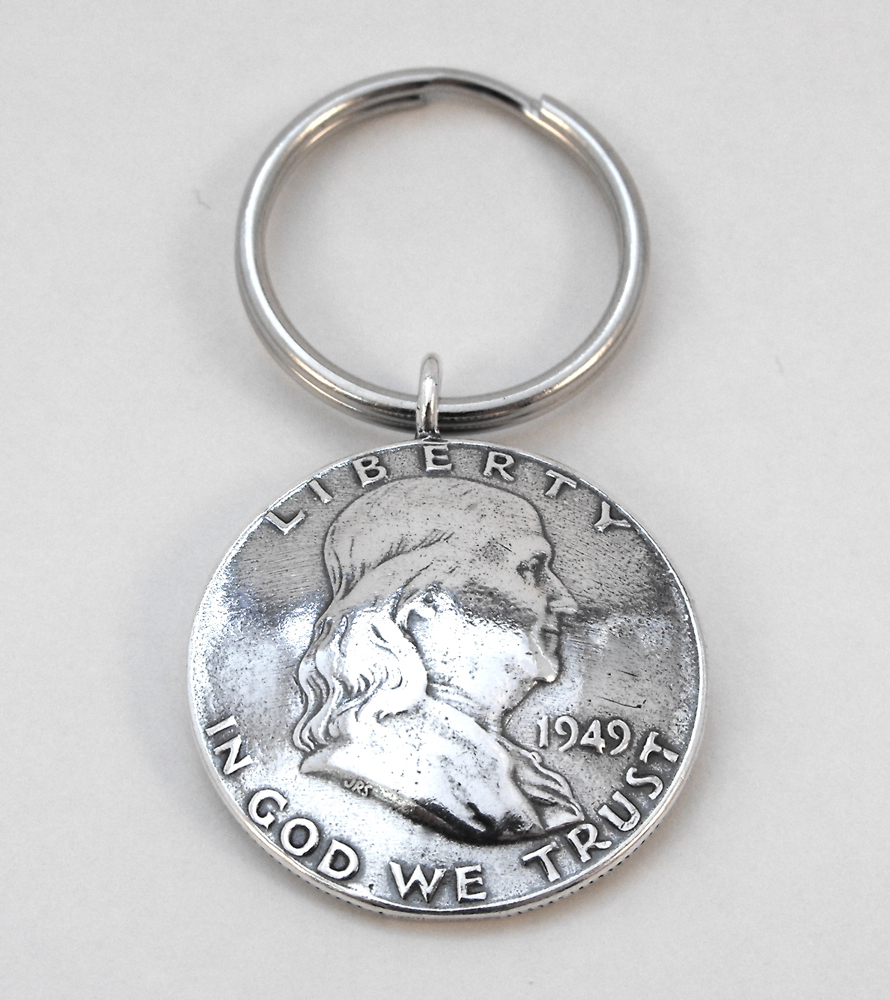 1949 Benjamin Franklin Coin Key Ring
