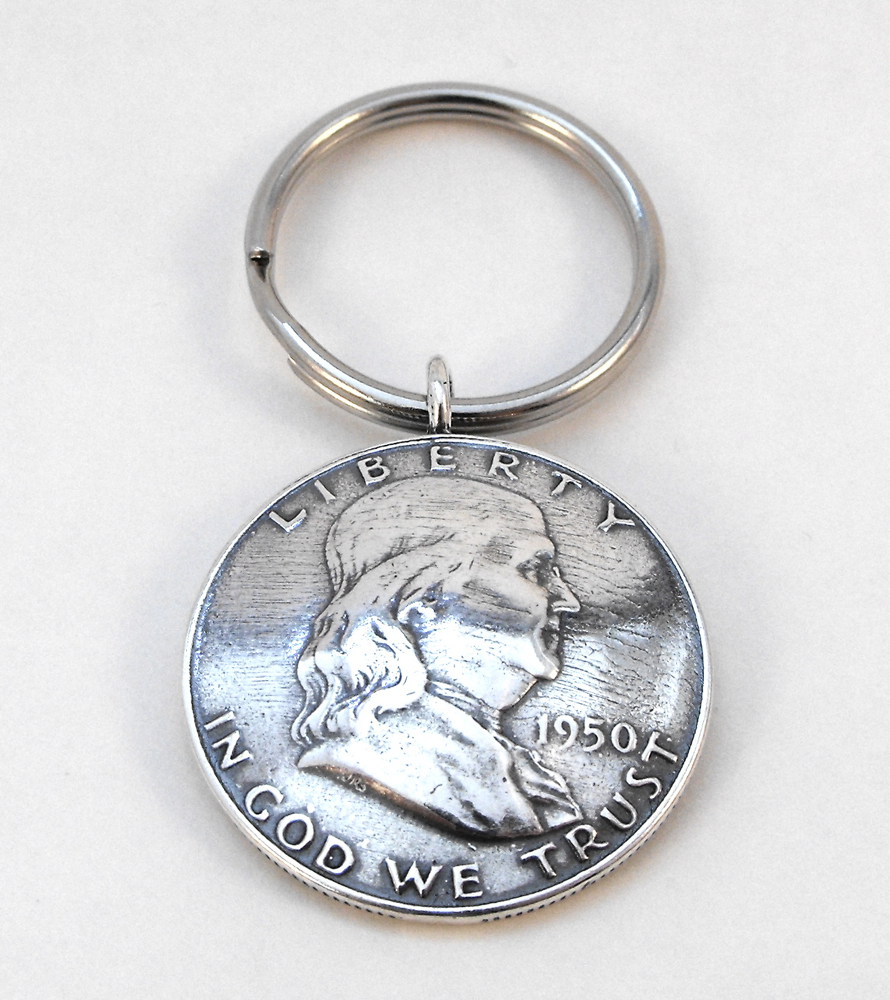 1950 Benjamin Franklin Coin Key Ring
