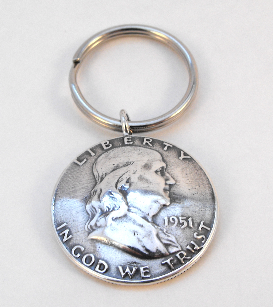 1951 Benjamin Franklin Coin Key Ring