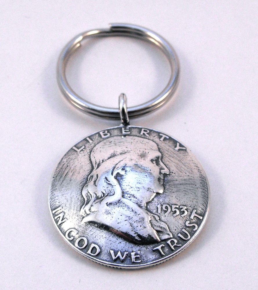1953 Benjamin Franklin Coin Key Ring