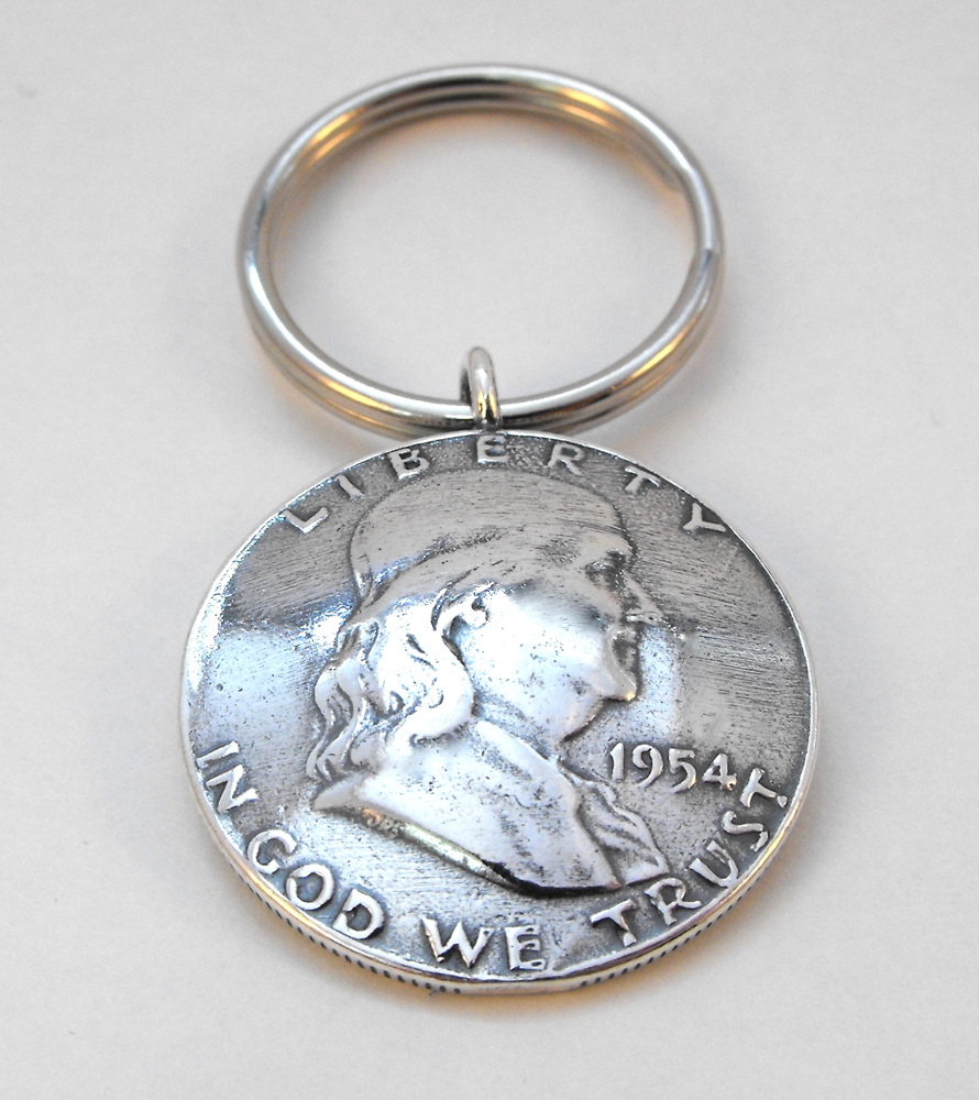 1954 Benjamin Franklin Coin Key Ring