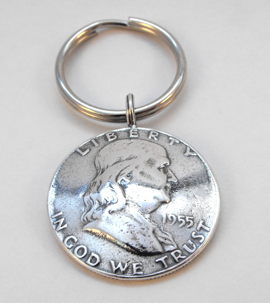 1955 Benjamin Franklin Coin Key Ring