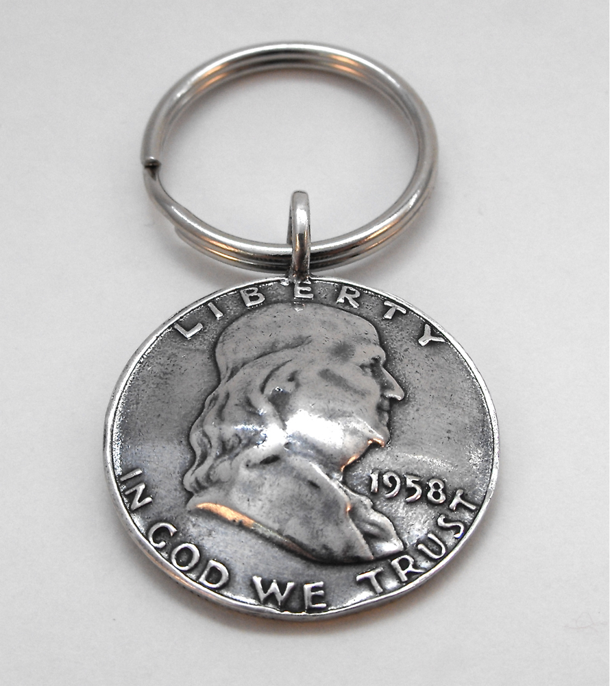 1958 Benjamin Franklin Coin Key Ring