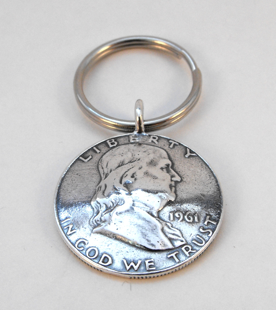 1961 Benjamin Franklin Coin Key Ring
