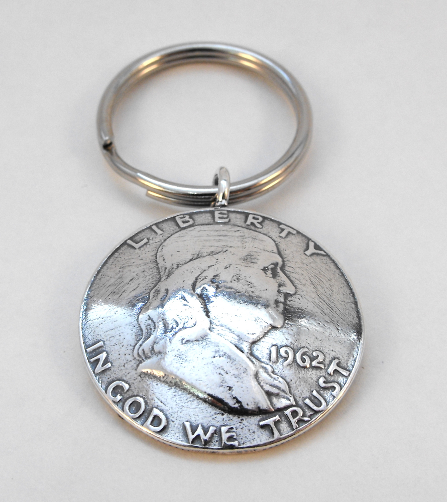1962 Benjamin Franklin Coin Key Ring