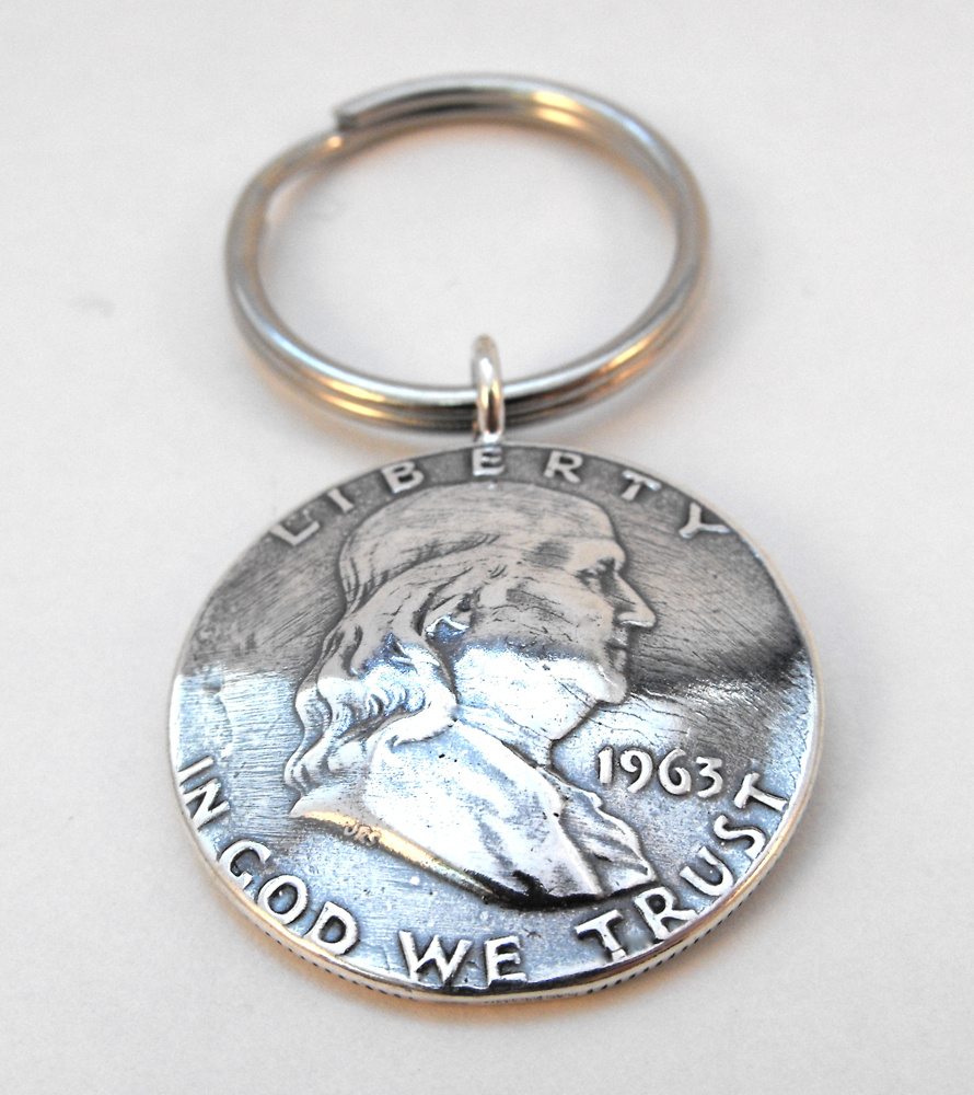1963 Benjamin Franklin Coin Key Ring
