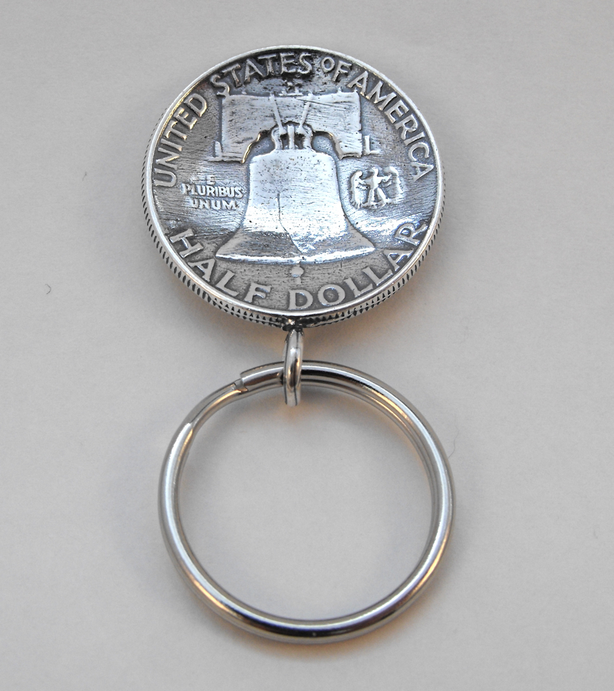 Benjamin Franklin Coin Key Ring Back