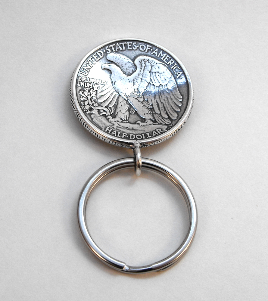 Walking Liberty Coin Key Ring Back